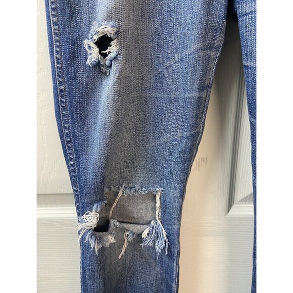 Madewell Womens High Riser Size 28 Skinny Thrashed Distressed Denim Jeans - Picture 5 of 12